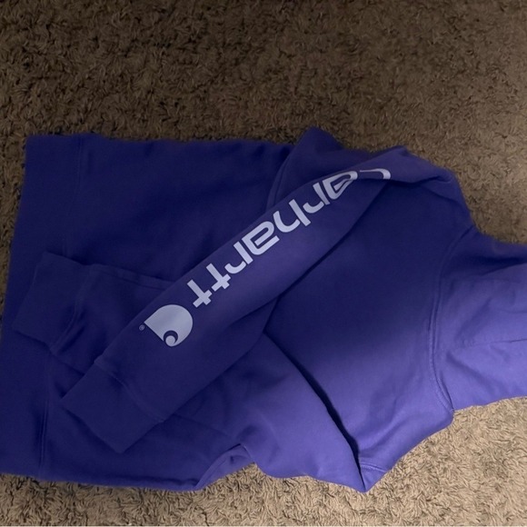 Carhartt Kids Purple Sleeve Logo Pullover Hoodie Sweatshirt Size S 8 - Picture 4 of 4